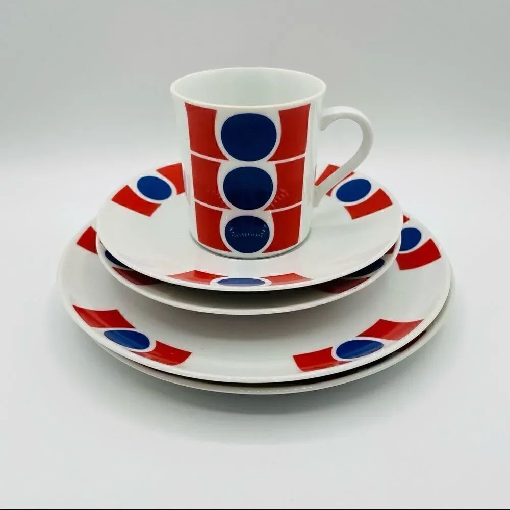 Vintage Eschenbach Germany Mid-Century Modern Geometric Porcelain Dish Set